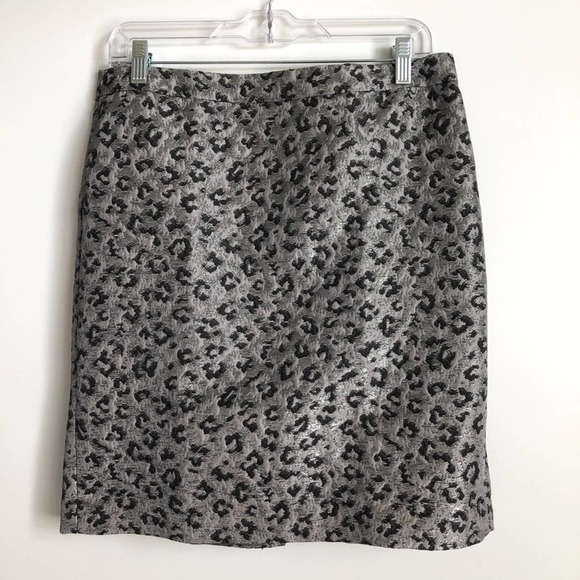 LOFT Dresses & Skirts - Loft Pencil Skirt Animal Print Silver Black 8